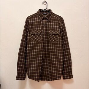 Lands' End Brown Plaid Flannel Shirt